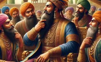 Indian king akbar caressing the beard, akbar birbal stories