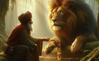 lion giving gold bracelet to man short story