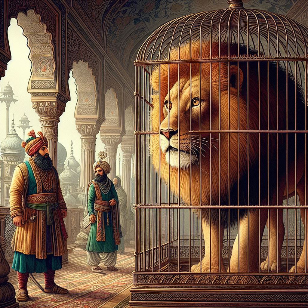 Lion in cage akbar birbal story