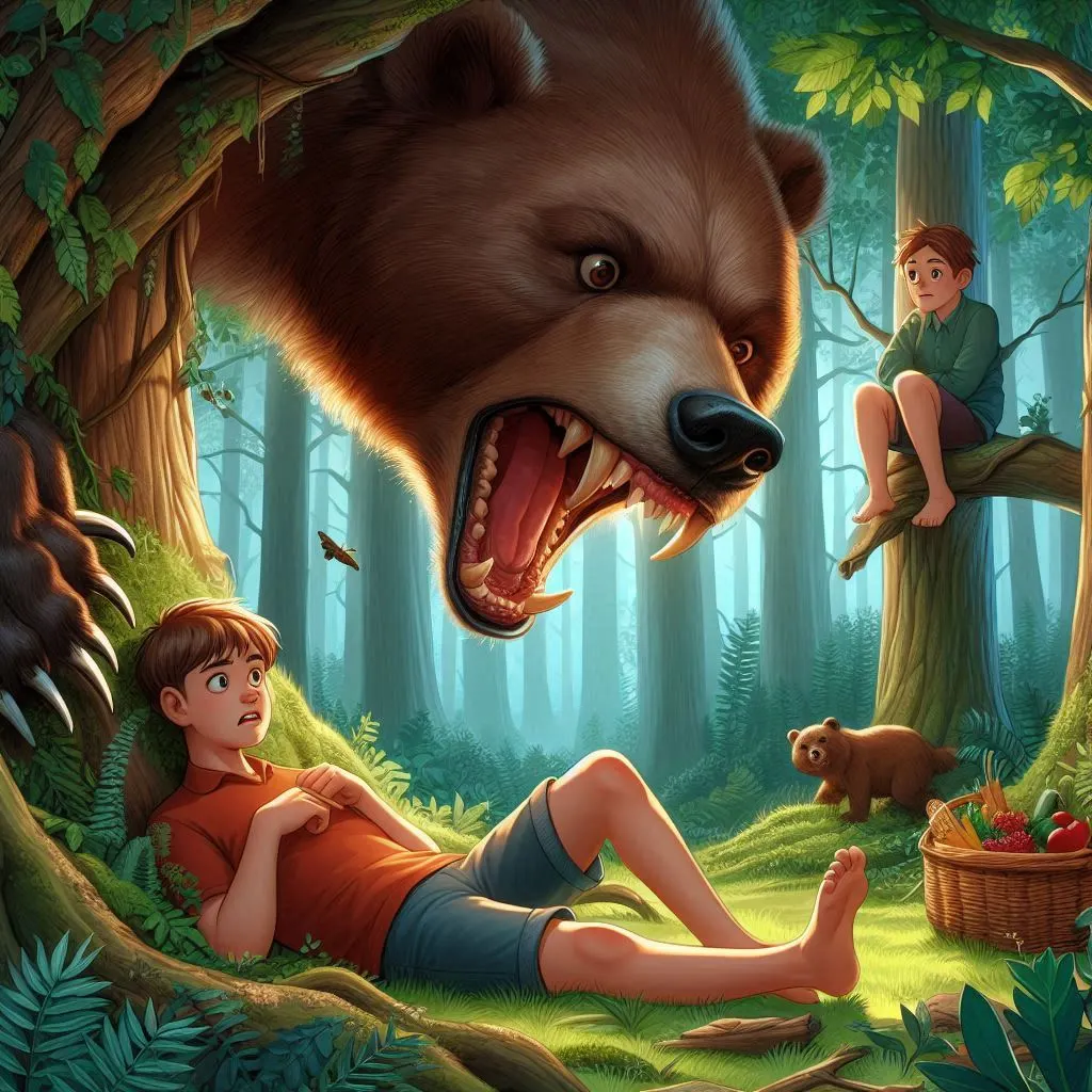 two boys and bear short story in Hindi